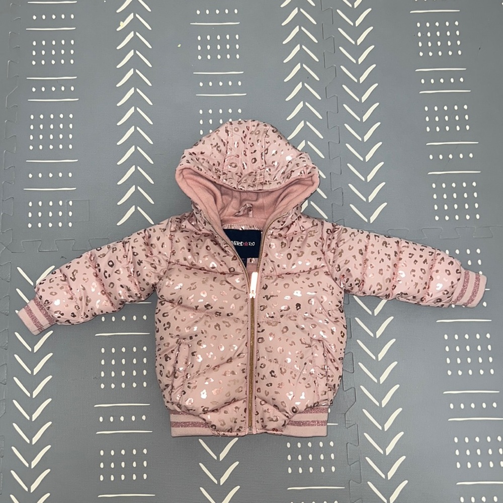 Limited too pink leopard print puffer jacket